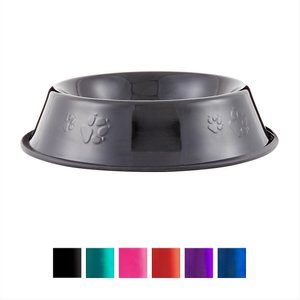 Platinum Pets Non-Skid Stainless Steel Embossed Dog & Cat Bowl, Midnight Black, 3.5-cup