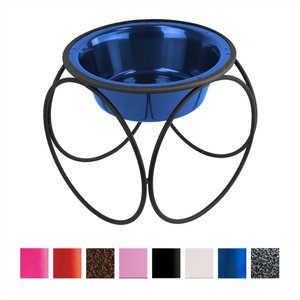 Platinum Pets Olympic Single Elevated Wide Rimmed Dog & Cat Bowl, Sapphire Blue, 3.5-cup