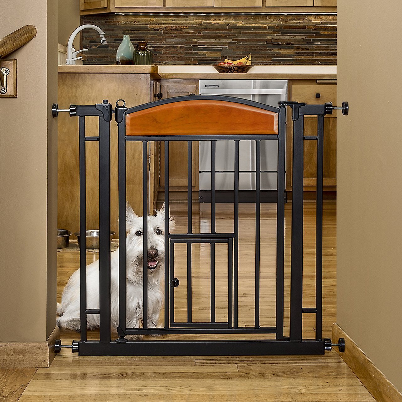 dog gate with walk through door
