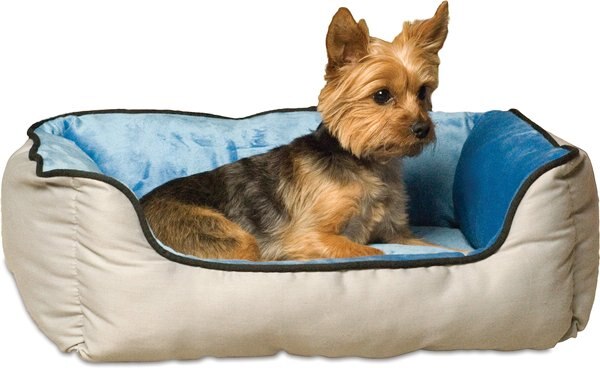 K&H Pet Products Self-Warming Two Tone Lounge Sleeper Bolster Cat & Dog Bed, Gray/Blue slide 1 of 12