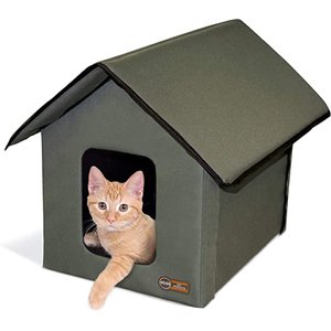 K&H Pet Products Outdoor Unheated Kitty House Cat Shelter, Olive