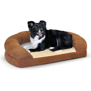 K&H Pet Products Orthopedic Bolster Cat & Dog Bed, Brown, Large