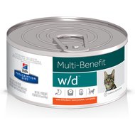 Hill's Prescription Diet w/d Multi-Benefit Digestive, Weight, Glucose, Urinary Management with Chicken Canned Cat Food, 5.5-oz, case of 24