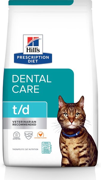 Hill's Prescription Diet t/d Dental Care Chicken Flavor Dry Cat Food, 4-lb bag slide 1 of 11