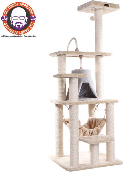 Armarkat Faux Fur Covered, Real Wood Cat Tree & Condo, Beige, 65-in slide 1 of 11