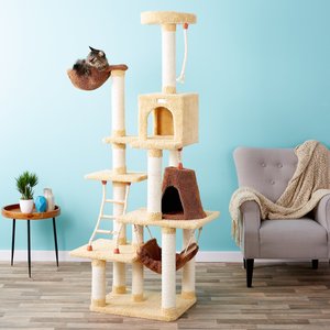Armarkat Faux Fur Covered, Real Wood Cat Tree & Condo, Goldenrod, 78-in