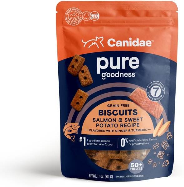 CANIDAE Grain-Free PURE Heaven Biscuits with Salmon & Sweet Potato Crunchy Dog Treats, 11-oz bag slide 1 of 6