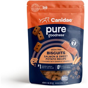 CANIDAE Grain-Free PURE Heaven Biscuits with Salmon & Sweet Potato Crunchy Dog Treats, 11-oz bag