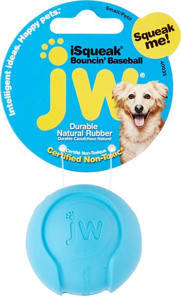 JW Pet iSqueak Bouncin' Baseball Dog Toy, Color Varies, Small slide 1 of 6