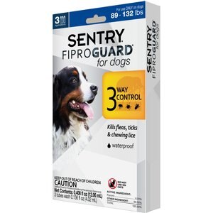 Sentry FiproGuard Flea & Tick Spot Treatment for Dogs, 89-132 lbs, 3 Doses (3-mos. supply)