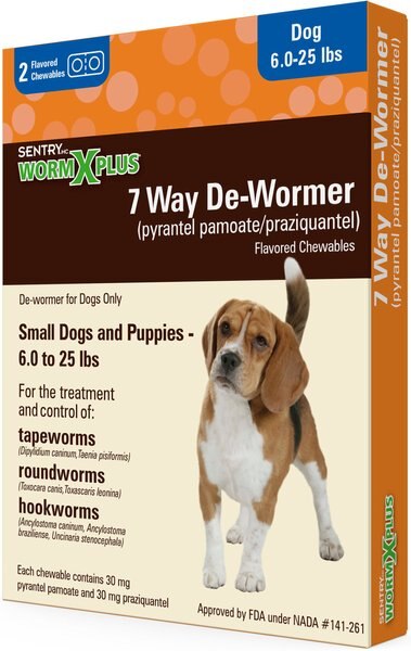 Sentry HC WormX Plus 7 Way Dewormer for Hookworms, Roundworm & Tapeworms for Small Breed Dogs, 2 count slide 1 of 2