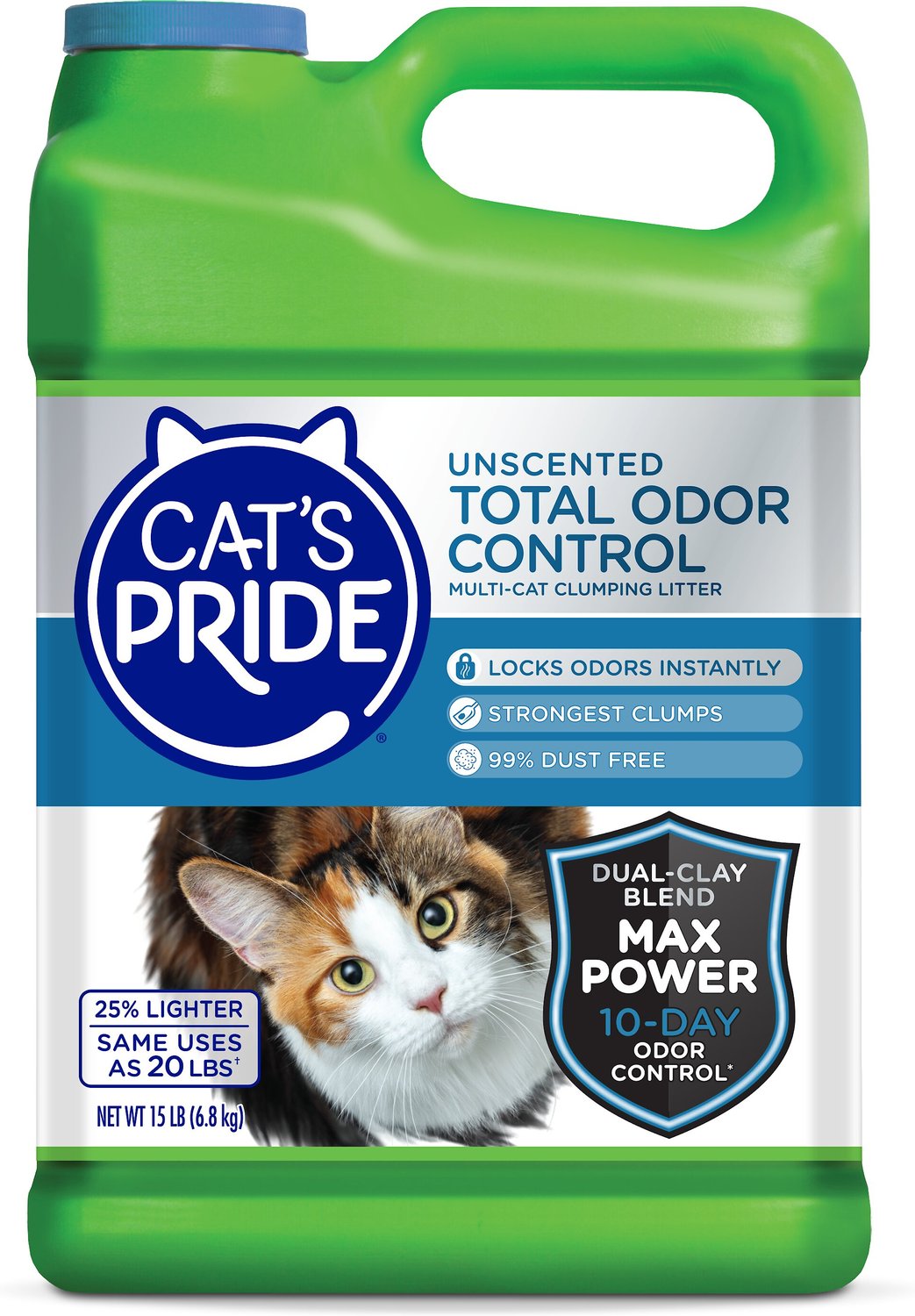 Cat's Pride Total Odor Control Unscented MultiCat Clumping Litter, 15