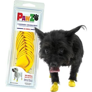 Pawz Waterproof Dog Boots, 12 count, Yellow, XX-Small
