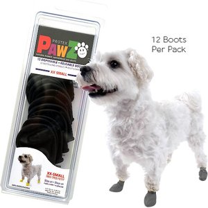 Pawz Waterproof Dog Boots, Black, XX-Small, 12 count