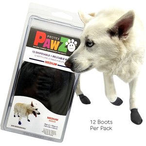 Pawz Waterproof Dog Boots, Black, Medium, 12 count
