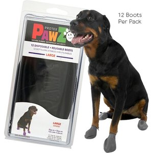 Pawz Waterproof Dog Boots, Black, Large, 12 count