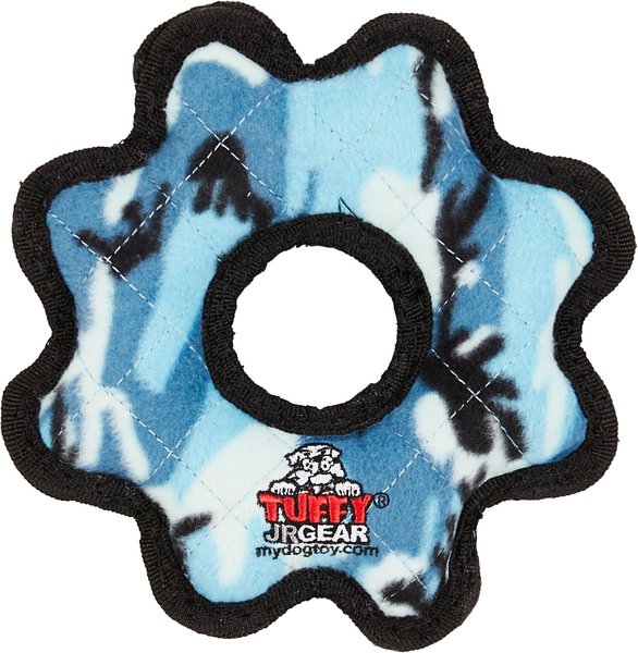 Tuffy's Junior Gear Ring Squeaky Plush Dog Toy, Camo Blue slide 1 of 9