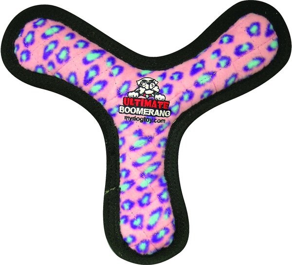 Tuffy's Ultimate Bowmerang Squeaky Plush Dog Toy, Pink Leopard slide 1 of 11