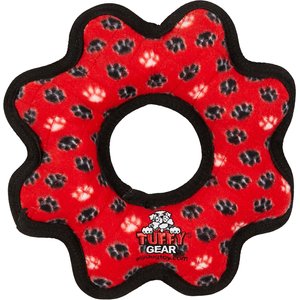 Tuffy's Ultimate Gear Ring Squeaky Plush Dog Toy, Red Paws