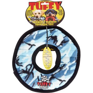 Tuffy's Ultimate Ring Squeaky Plush Dog Toy, Camo Blue