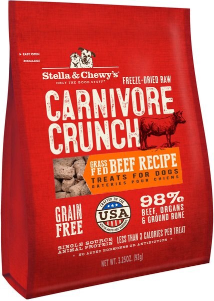 Stella & Chewy's Carnivore Crunch Grass-Fed Beef Recipe Freeze-Dried Raw Dog Treats, 3.25-oz bag slide 1 of 10