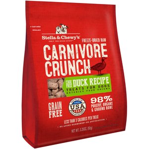Stella & Chewy's Carnivore Crunch Cage-Free Duck Recipe Freeze-Dried Raw Dog Treats, 3.25-oz bag
