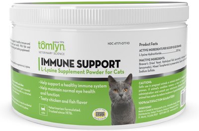 Tomlyn Immune Support L Lysine Powder Cat Supplement 3 5 Oz Tub Chewy Com