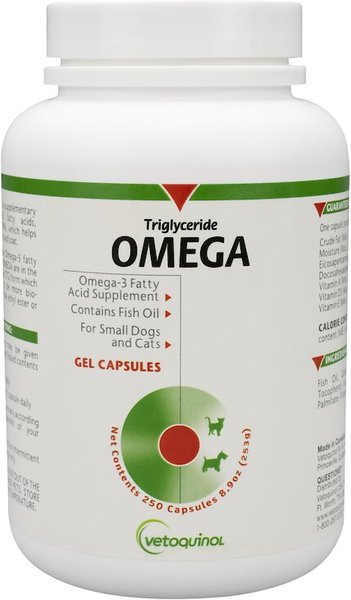 Vetoquinol Triglyceride OMEGA Omega-3 Fatty Acid Small Breeds Supplement for Cats & Dogs, 250 count slide 1 of 3
