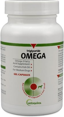 Vetoquinol Triglyceride OMEGA Omega-3 Fatty Acid Medium Breed Supplement for Dogs, slide 1 of 1