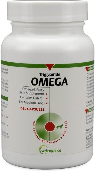 Vetoquinol Triglyceride OMEGA Omega-3 Fatty Acid Medium Breed Supplement for Dogs, 60 count slide 1 of 5