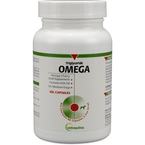 Vetoquinol Triglyceride OMEGA Omega-3 Fatty Acid Medium Breed Supplement for Dogs, 60 count
