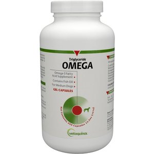 Vetoquinol Triglyceride OMEGA Omega-3 Fatty Acid Medium Breed Supplement for Dogs, 250 count