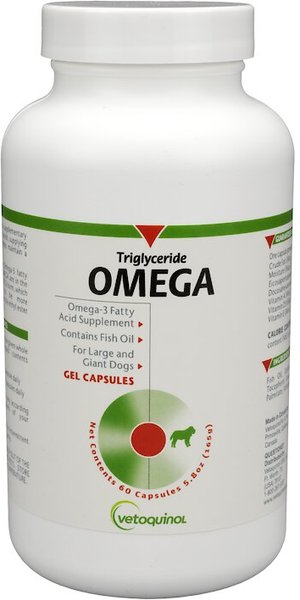 Vetoquinol Triglyceride OMEGA Omega-3 Fatty Acids Large & Giant Breed Supplement for Dogs, 60 count slide 1 of 5