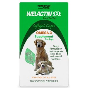 Nutramax Welactin Omega-3 Softgels Skin & Coat Supplement for Dogs, 120 count