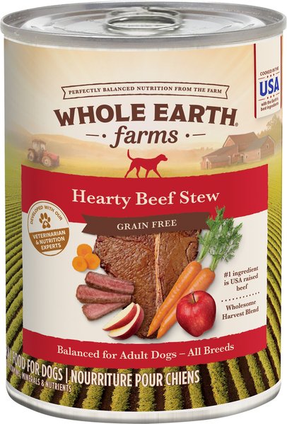 Whole Earth Farms Grain-Free Hearty Beef Stew Canned Dog Food, 12.7-oz, case of 12 slide 1 of 9
