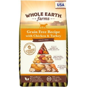 Whole Earth Farms Grain-Free Chicken & Turkey Recipe Dry Dog Food, 4-lb bag