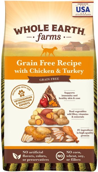 Whole Earth Farms Grain-Free Chicken & Turkey Recipe Dry Dog Food, 25-lb bag slide 1 of 9