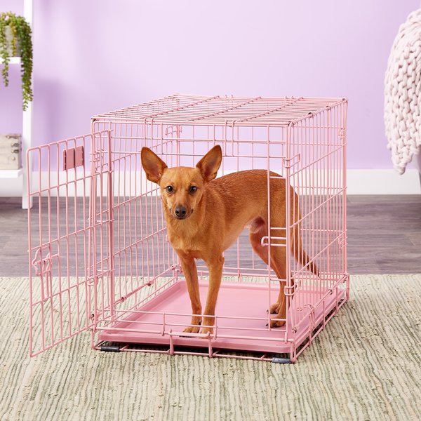 MidWest iCrate Single Door Collapsible Wire Dog Crate, Pink, 24 inch slide 1 of 11