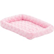 MidWest Quiet Time Fashion Plush Bolster Dog Crate Mat, Pink