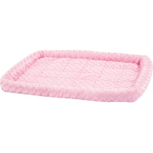 MidWest Quiet Time Fashion Plush Bolster Dog Crate Mat, Pink, 30-in