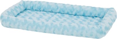 MidWest Quiet Time Fashion Plush Bolster Dog Crate Mat, Powder Blue, slide 1 of 1