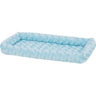 MidWest Quiet Time Fashion Plush Bolster Dog Crate Mat, Powder Blue