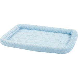 MidWest Quiet Time Fashion Plush Bolster Dog Crate Mat, Powder Blue, 36-in