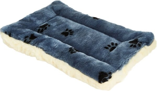 MidWest Quiet Time Fleece Reversible Dog Crate Mat, Blue Paw Print, 18-in slide 1 of 7