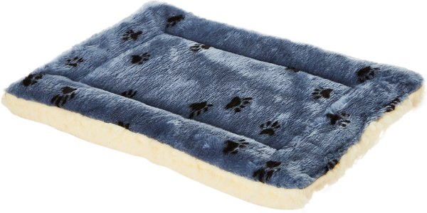 MidWest Quiet Time Fleece Reversible Dog Crate Mat, Blue Paw Print, 24-in slide 1 of 7