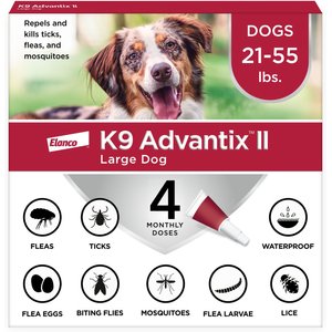 K9 Advantix II Flea & Tick Spot Treatment for Dogs, 21-55 lbs, 4 Doses (4-mos. supply)