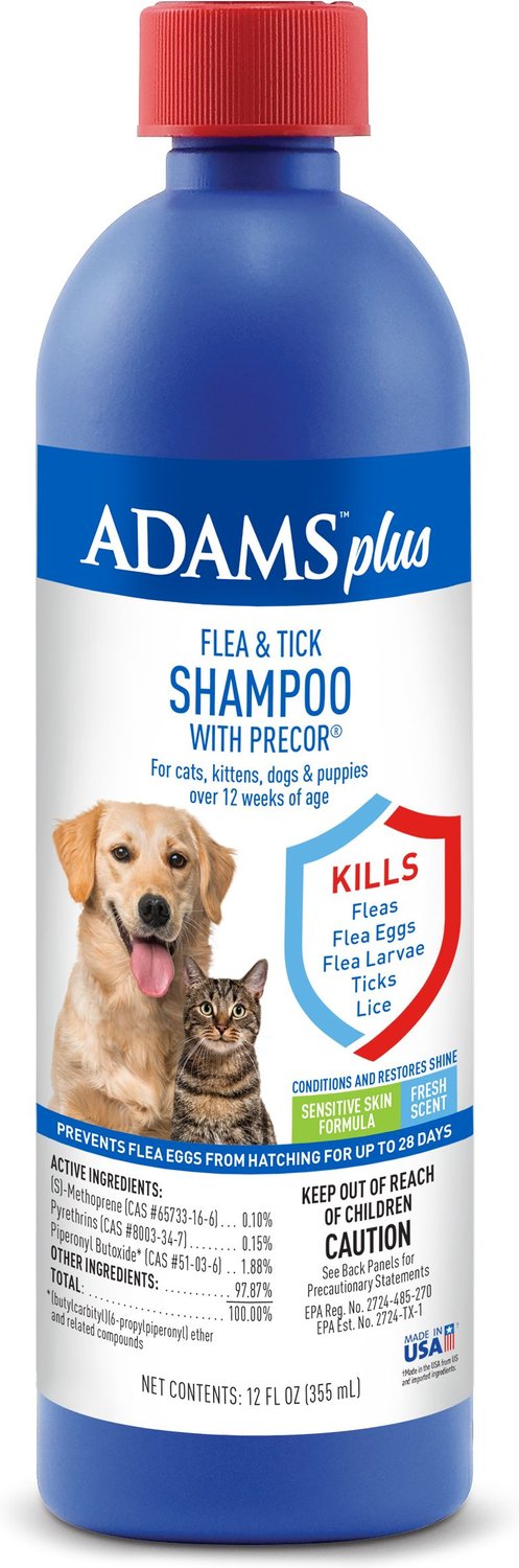 Adams Plus Flea & Tick Shampoo with Precor, 12oz bottle