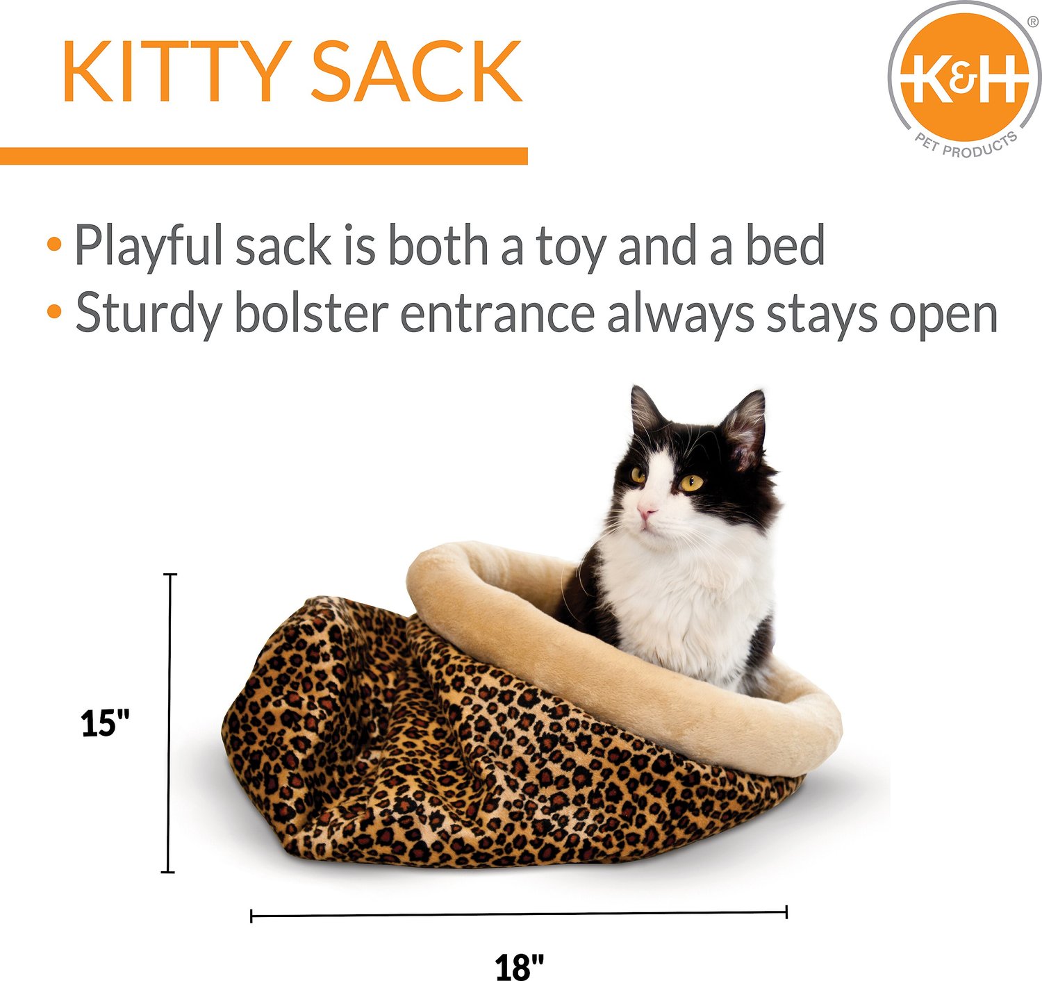 K&H Pet Products Self-Warming Kitty Sack Cat Bed, Leopard ...