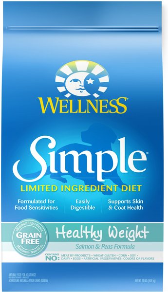 Wellness Simple Limited Ingredient Diet Grain-Free Healthy Weight Salmon & Peas Formula Dry Dog Food, 24-lb bag slide 1 of 11