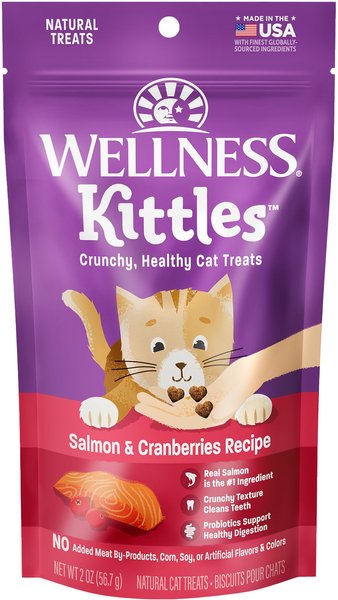 Wellness Kittles Grain-Free Salmon & Cranberries Recipe Crunchy Cat Treats, 2-oz bag slide 1 of 7